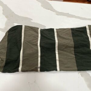 Lululemon Heart Opener Infinity 100%Cotton Olive Green Stripe Scarf